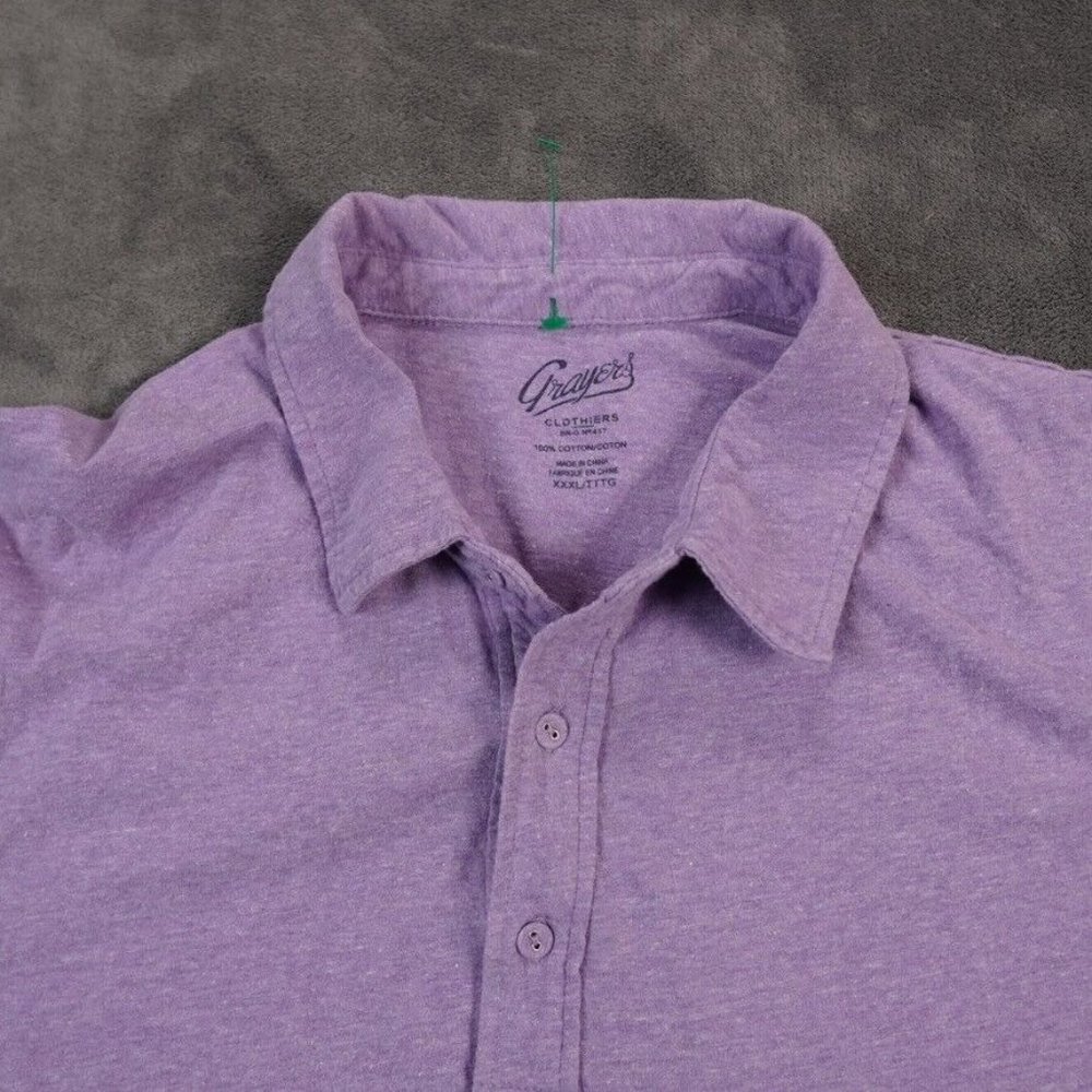 Grayers Shirt Mens 3XL Polo Purple Cloth Buttons Soft Beach Golf Summer BBQ READ